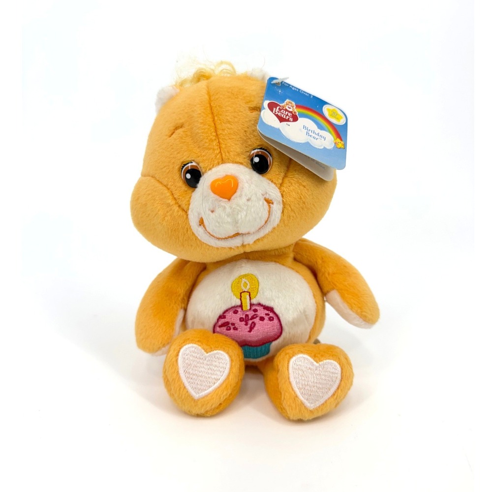 Care Bears 2002 Birthday Bear 20th Anniversary Plush Orange Cupcake Carlton Card